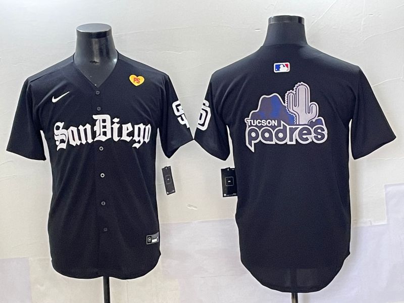 Men 2025 San Diego Padres Blank Black Five generations Joint Name Nike MLB Jersey style 15->san diego padres->MLB Jersey